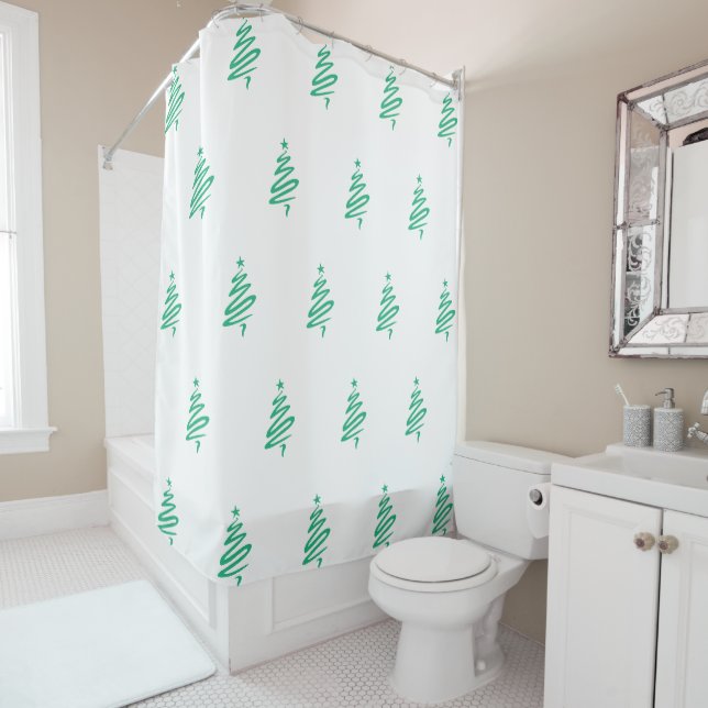 Rideau de douche de l'arbre de Noël (En situation)