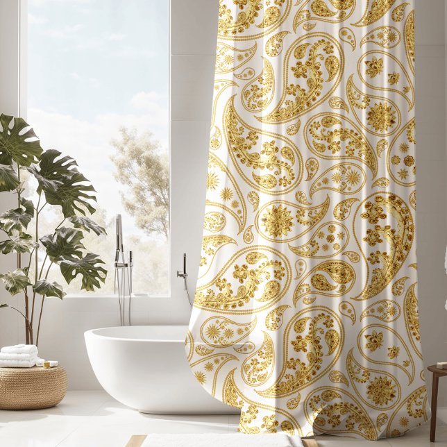 Rideau de douche de luxe Gold Paisley (Créateur téléchargé)