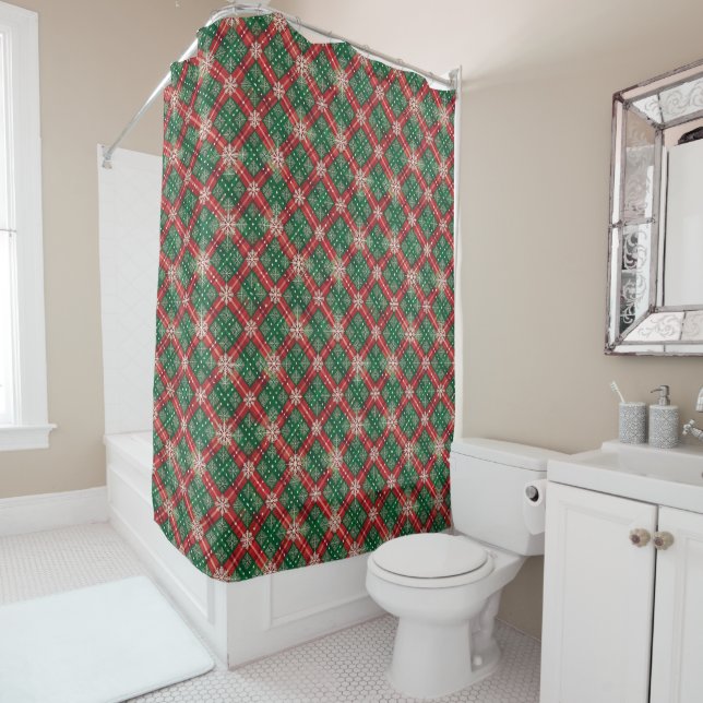 Rideau de douche de Noël (En situation)