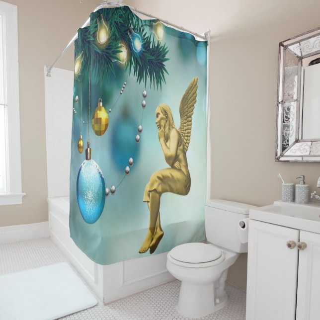 Rideau de douche de Noël, Ange (En situation)
