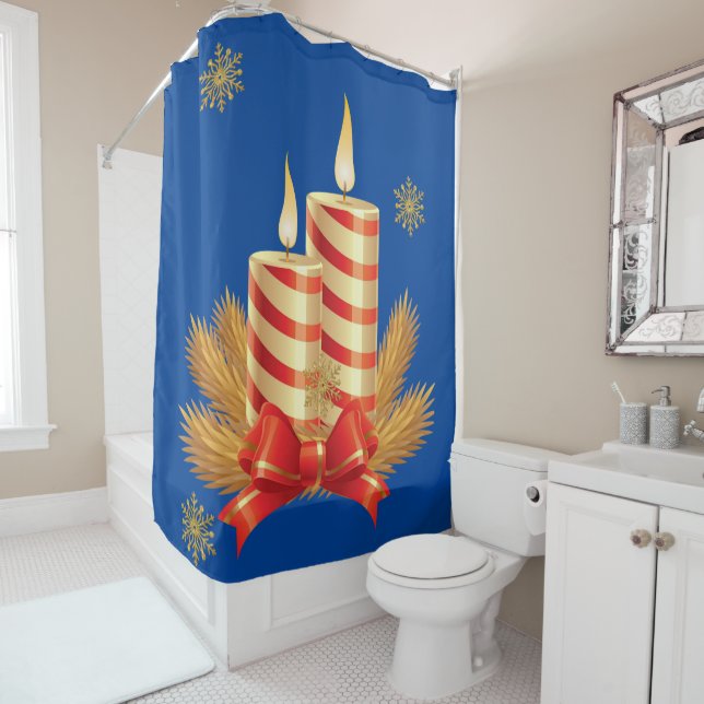 Rideau de douche de Noël, bougie de Noël (En situation)