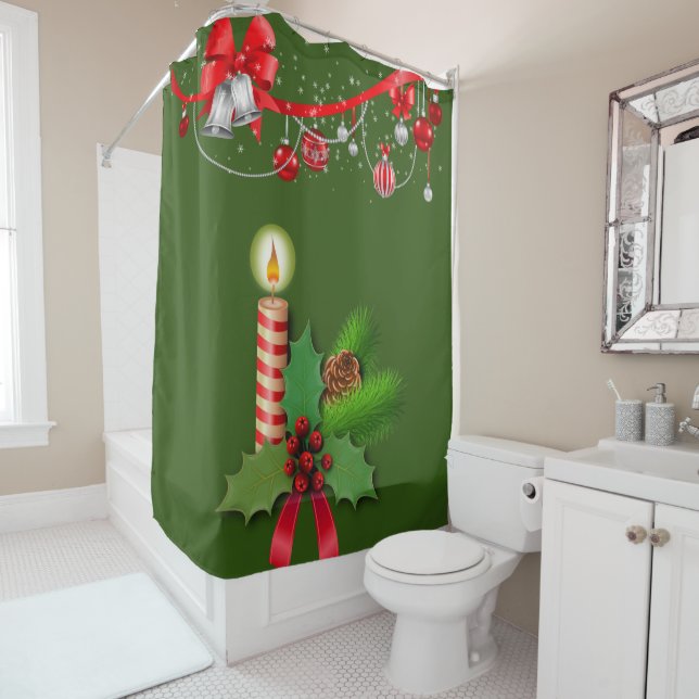 Rideau de douche de Noël, bougie de Noël (En situation)