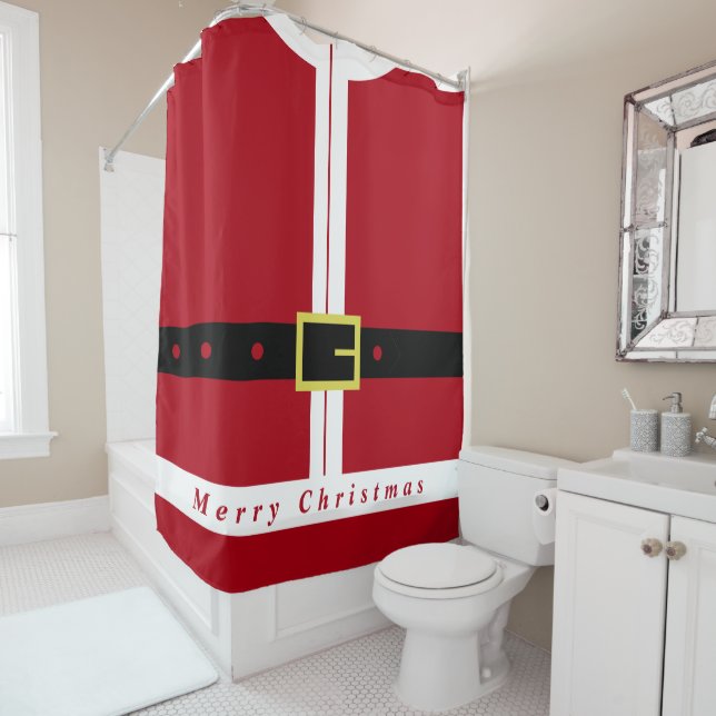 Rideau de douche de Noël du Père Noël (En situation)