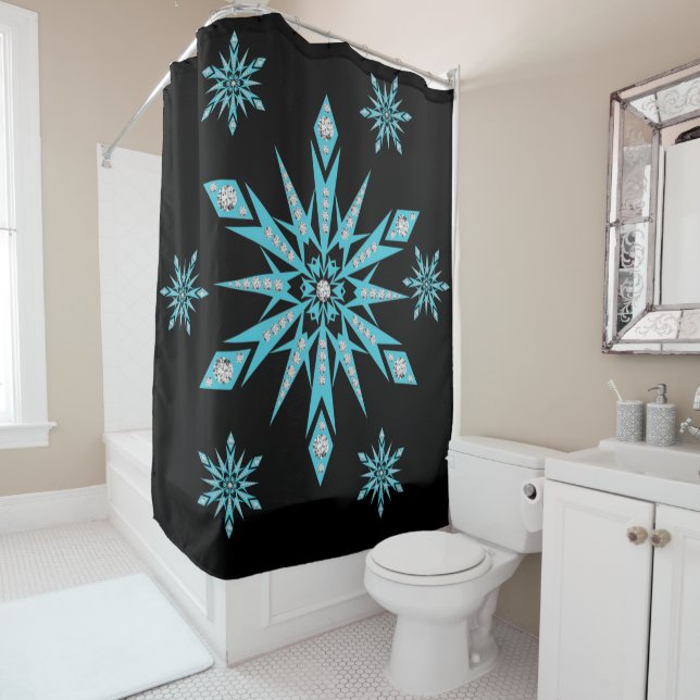 Rideau de douche de Noël, Flocon de neige (En situation)