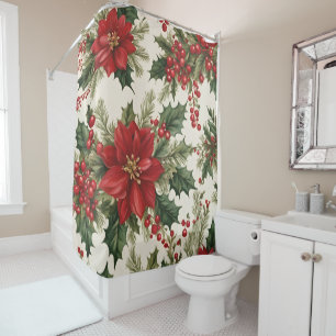 Rideau de douche de Noël Holly & Berries