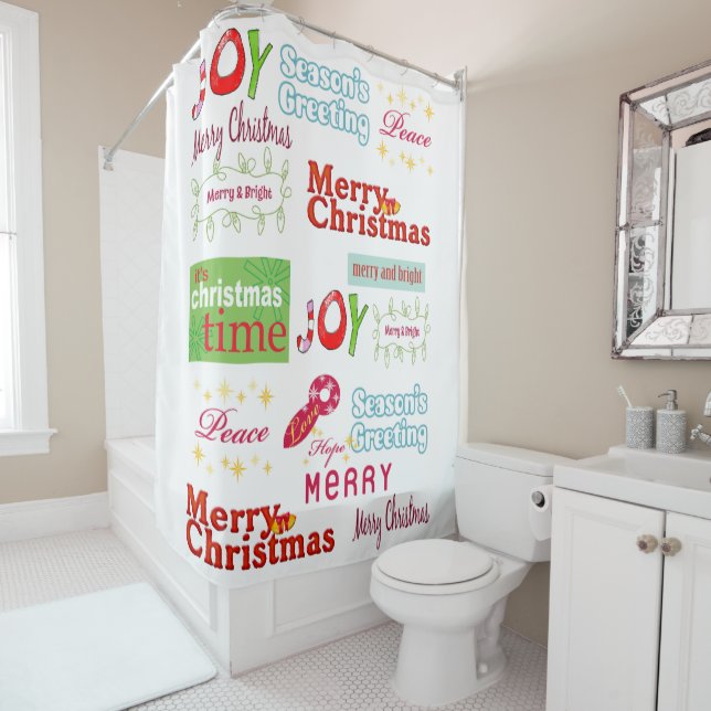 Rideau de douche de Noël Joie (En situation)