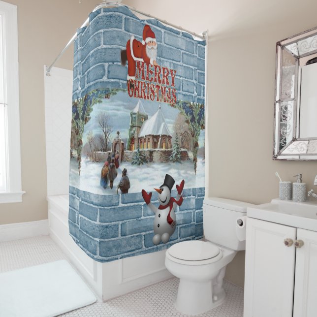 Rideau de douche de Noël, Joyeux Noël (En situation)