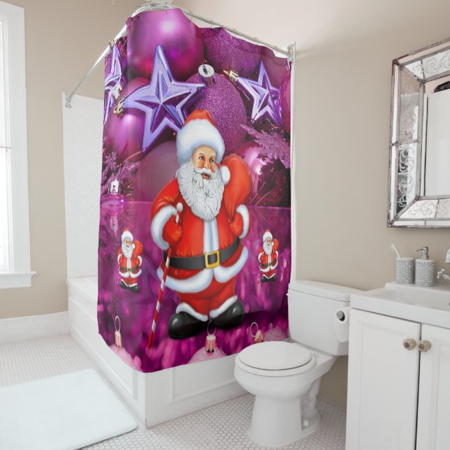 Rideau de douche de Noël, Père Noël (En situation)