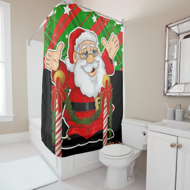 Rideau de douche de Noël, Père Noël (En situation)