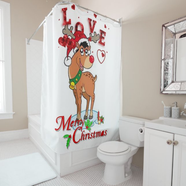 Rideau de douche de Noël, rennes (En situation)