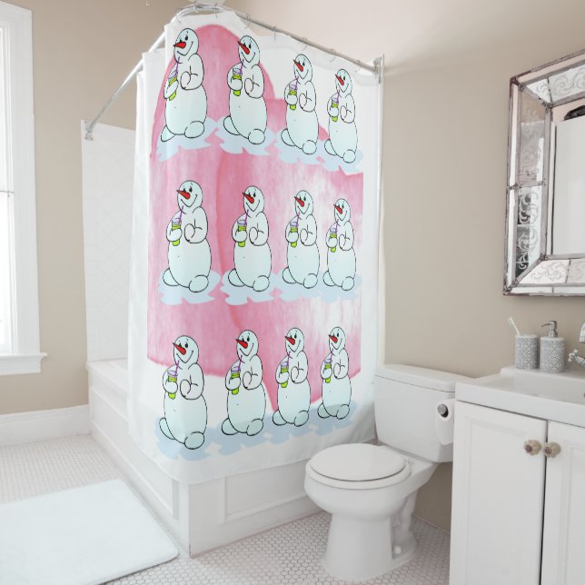Rideau de douche de Noël Snowman (En situation)