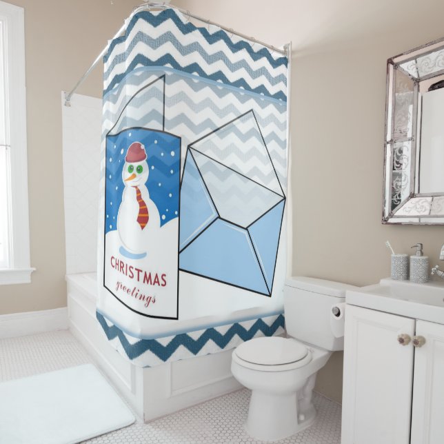 Rideau de douche de Noël, Snowman (En situation)