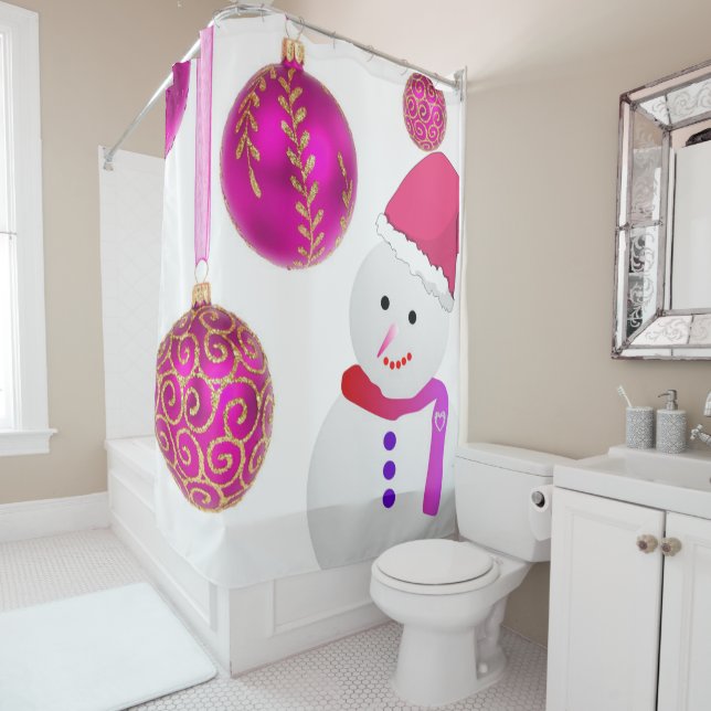 Rideau de douche de Noël, Snowman (En situation)
