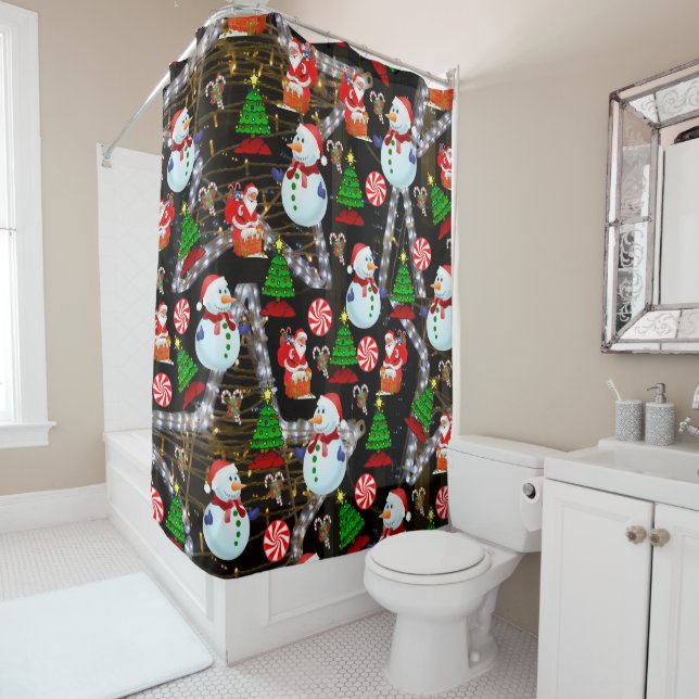 Rideau de douche de Noël, Snowman (En situation)