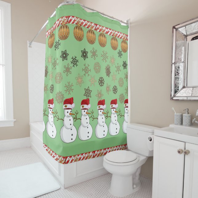 Rideau de douche de Noël, Snowman (En situation)