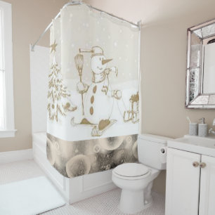 Rideau de douche de Noël, Snowman