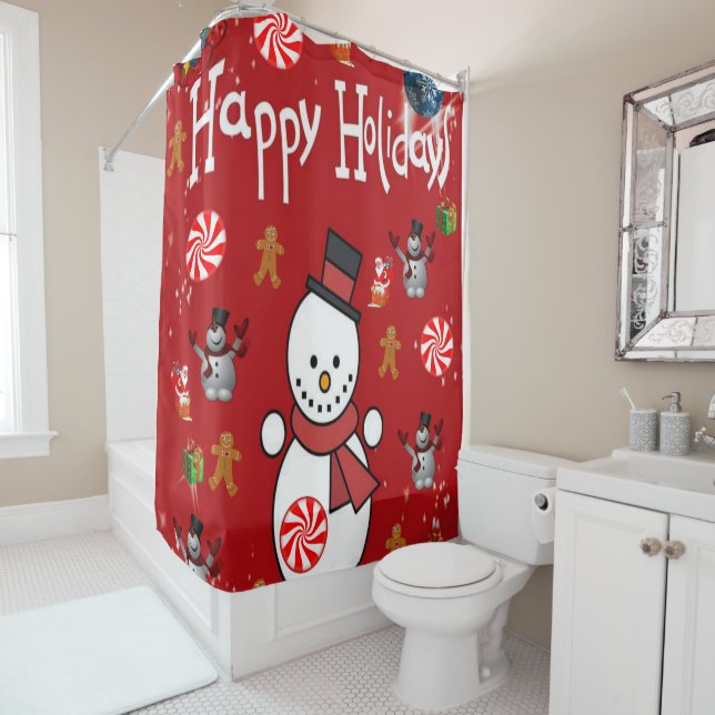 Rideau de douche de Noël, Snowman (En situation)