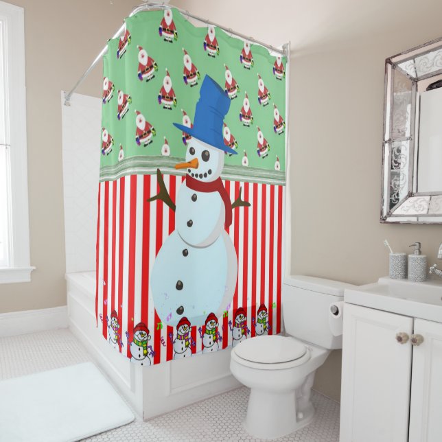 Rideau de douche de Noël, Snowman (En situation)