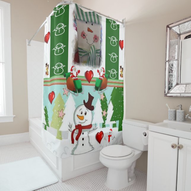 Rideau de douche de Noël, Snowman (En situation)