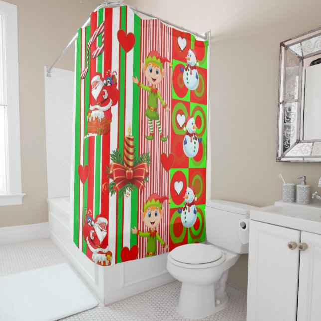 Rideau de douche de Noël, Snowman (En situation)