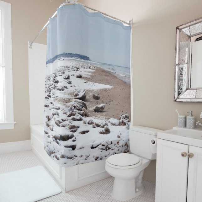 Rideau de douche de plage de Snowy (En situation)