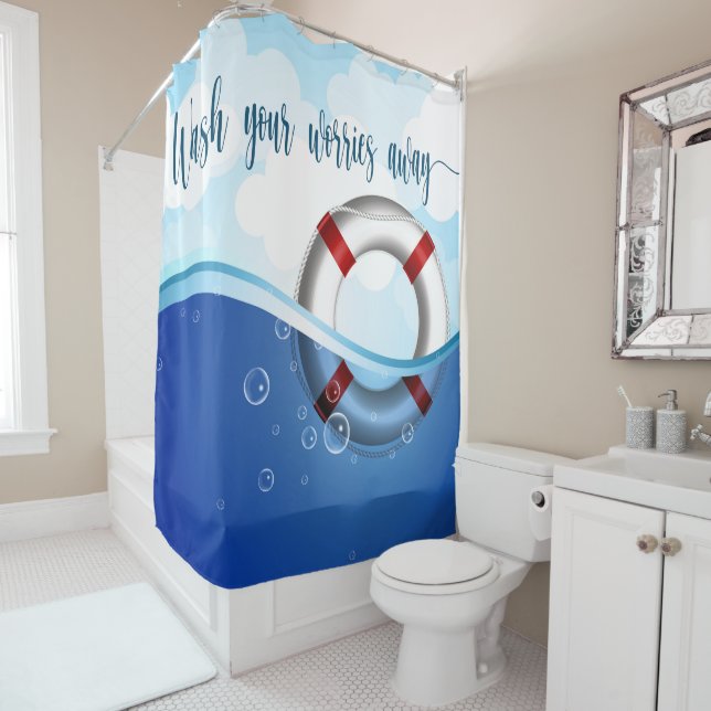 Rideau de douche de plage nautique (En situation)