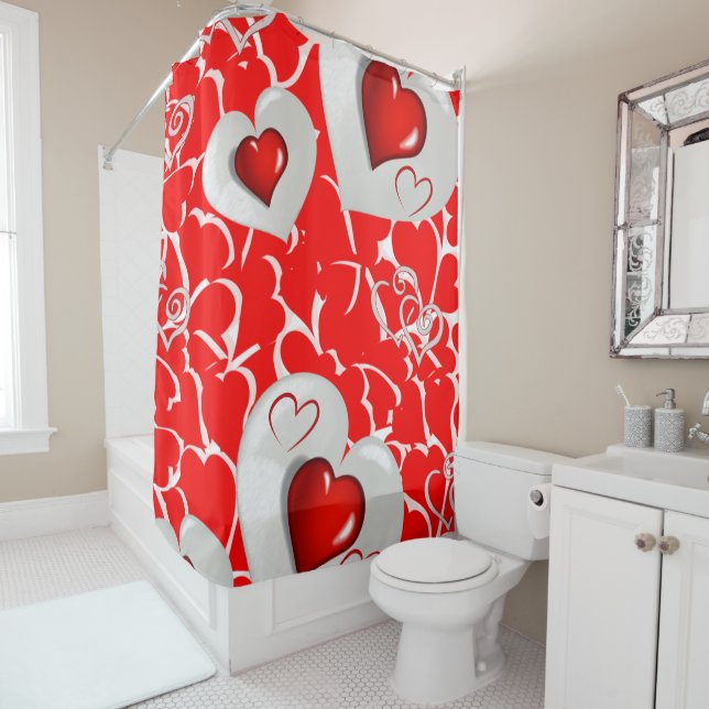 Rideau de douche de Saint Valentin (En situation)