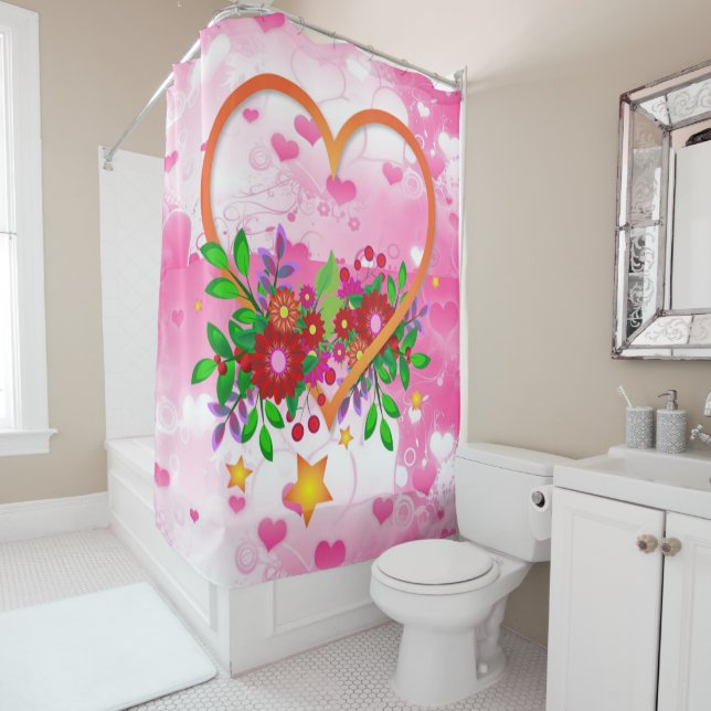 Rideau de douche de Saint Valentin (En situation)
