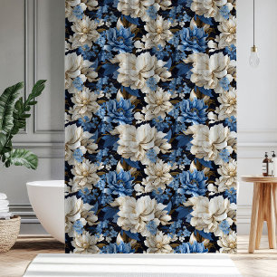 Rideau de douche de salle de bain floral ivoire bl
