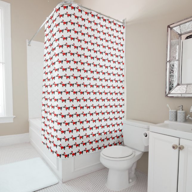 Rideau de douche de Santa Claus Dachshund (En situation)