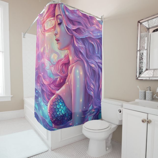 Rideau de douche de sirène (En situation)
