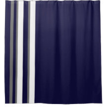 Rideau de douche de sport - bleu gris et blanc