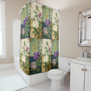 Rideau de douche de style patchwork vintage