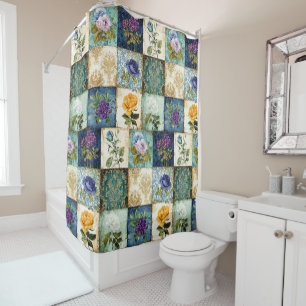 Rideau de douche de style patchwork vintage