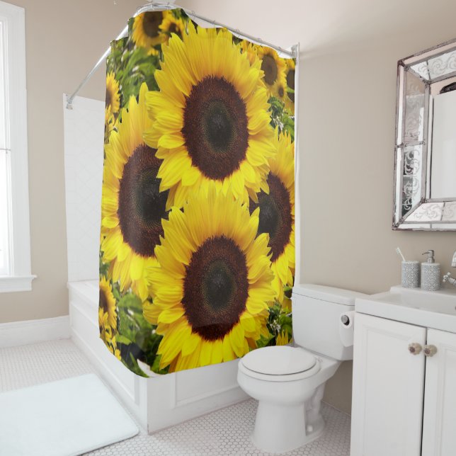 Rideau de douche de tournesol (En situation)