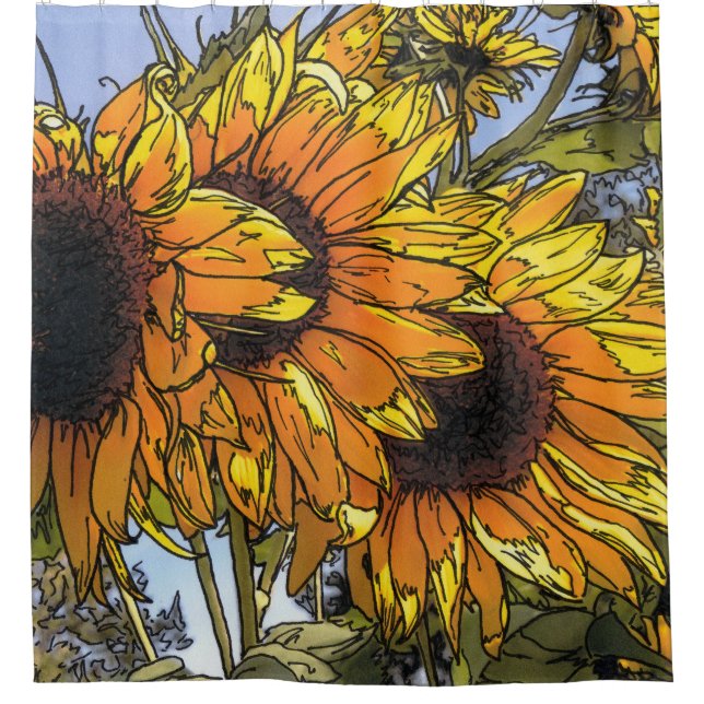 Rideau de douche de tournesol (Devant)