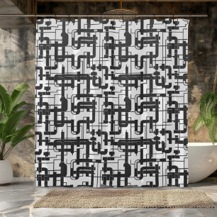 Rideau de douche design industriel noir et blanc