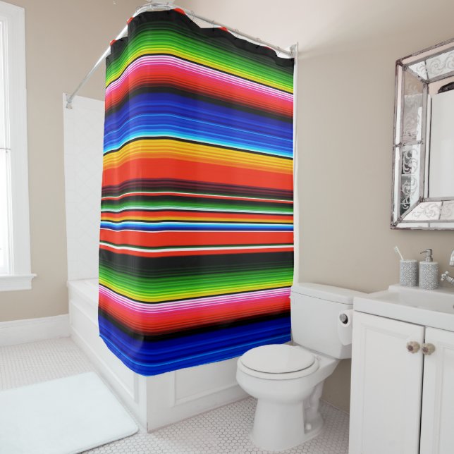 Rideau de douche design Serape mexicain (En situation)