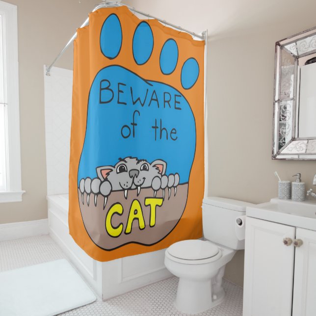 Rideau de douche d'Halloween, Chat (En situation)