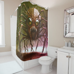 Rideau de douche d'Halloween Monster rouge