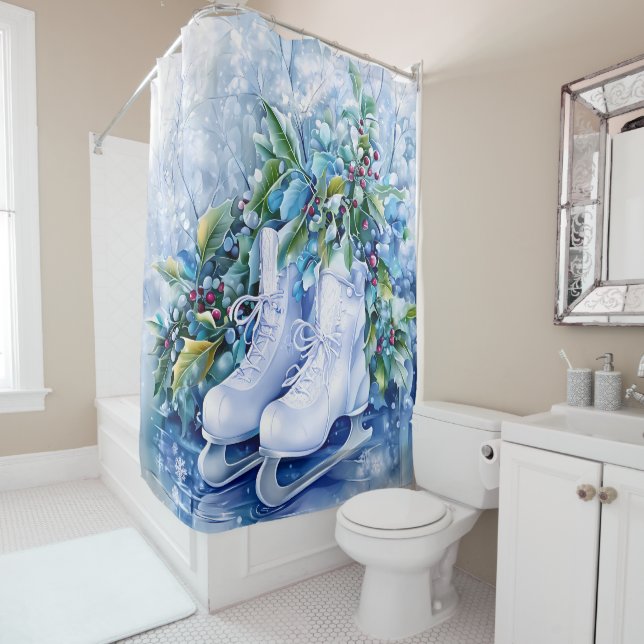 Rideau de douche d'hiver bleu (En situation)