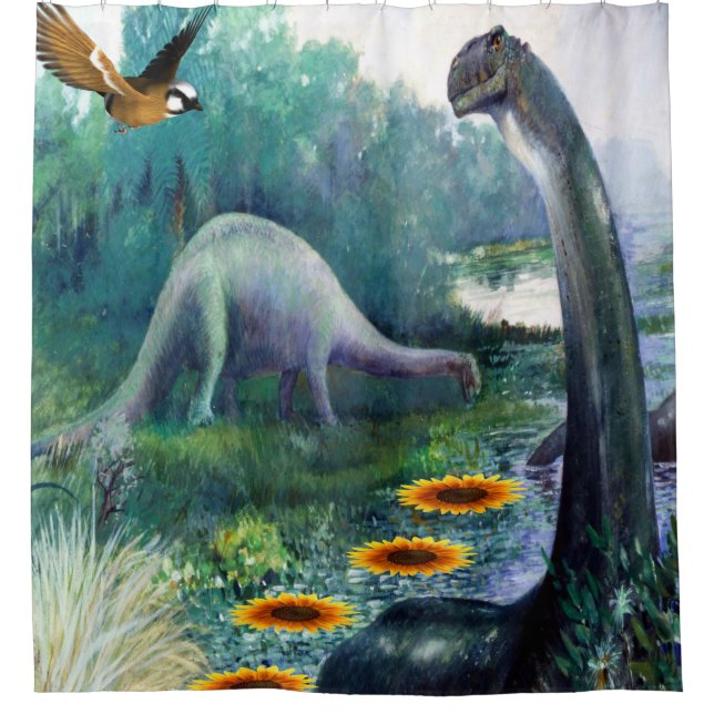 Rideau de douche dinosaure pour enfants (Devant)