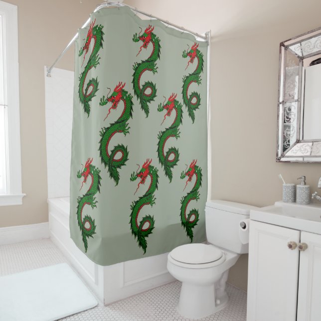 rideau de douche dragon chinois (En situation)