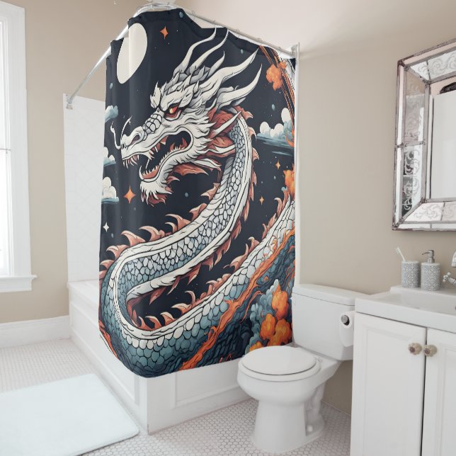 rideau de douche dragon de nuit (En situation)
