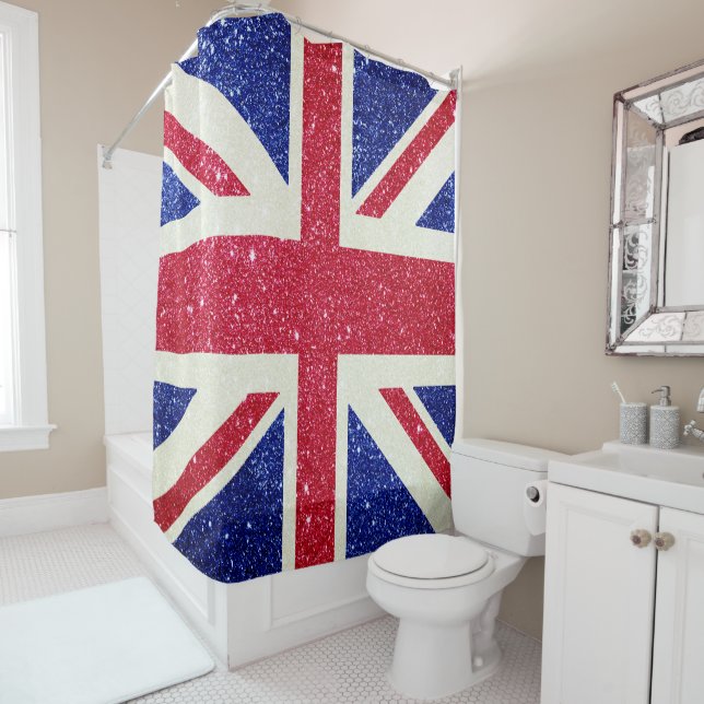Rideau de douche drapeau britannique - Design brit (En situation)