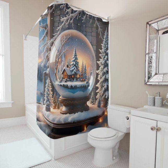 Rideau de douche du Globe des neiges d'hiver (En situation)