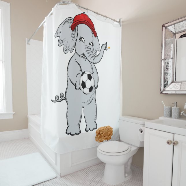 Rideau de douche éléphant de baseball (En situation)