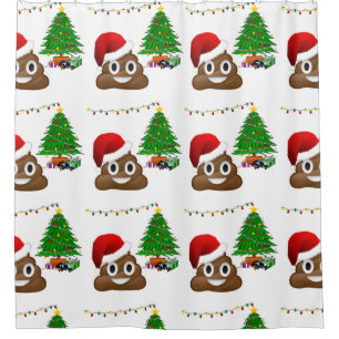 rideau de douche émoji de noël poo