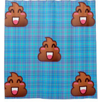 rideau de douche émoji poop plaid