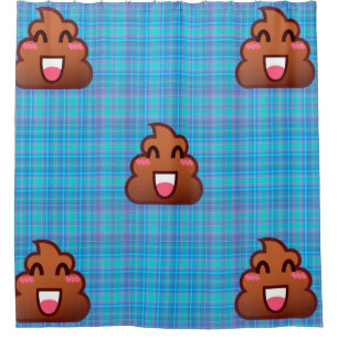 rideau de douche émoji poop plaid